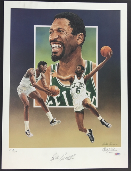 Bill Russell Signed 18x24 Christopher Paluso Lithograph (PSA/DNA)