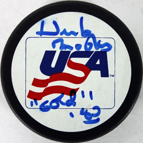 Herb Brooks Rare Signed Team USA Hockey Puck w/ "Gold 80" Inscription (PSA/DNA)