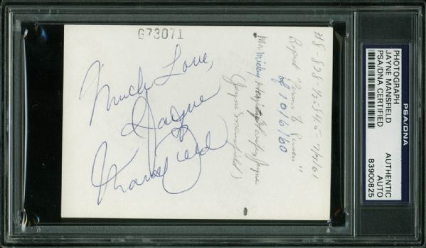 Jayne Mansfield Signed B&W Snapshot Photograph (PSA/DNA Encapsulated)