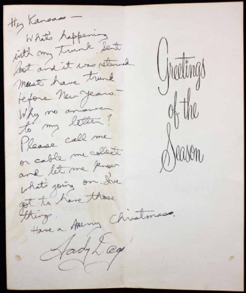 Billie Holiday ULTRA-RARE Signed & Handwritten Christmas Card w/ "Lady Day" Signature! (PSA/DNA)