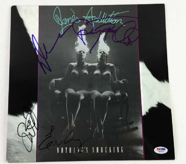 Janes Addiction Rare Group Signed "Nothings Shocking" Record Album Cover (4 Sigs)(PSA/DNA)
