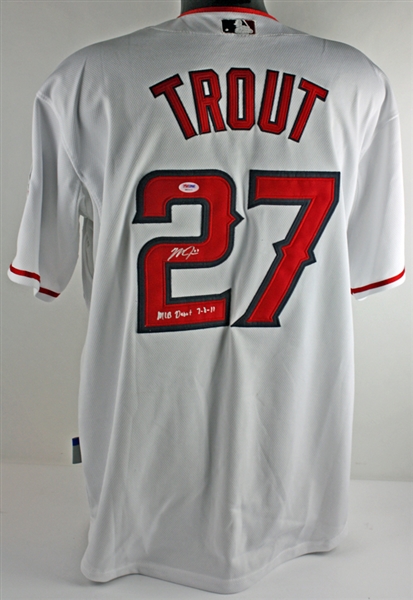 Mike Trout Signed Angels Home Jersey with "MLB Debut 7-8-11" Inscription (PSA/DNA Rookiegraph)