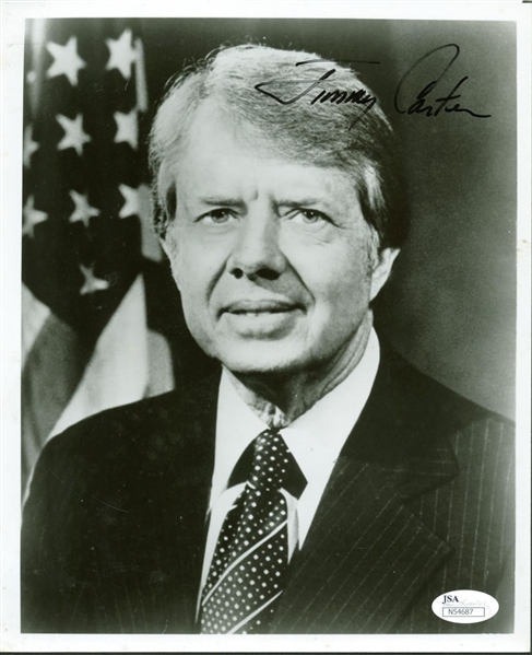 Jimmy Carter Signed 8" x 10" Black & White Photo w/ Rare Full Name Autograph! (JSA)