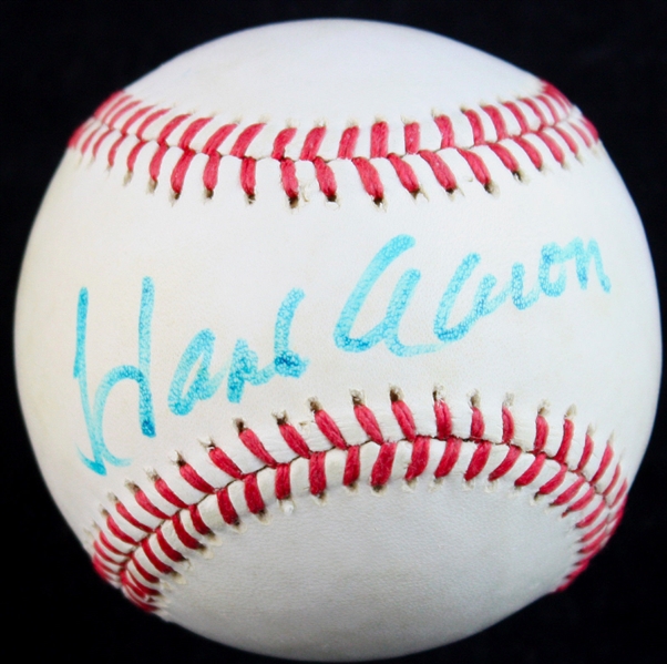 Hank Aaron Near-Mint Signed Vintage Feeney ONL Baseball (JSA)