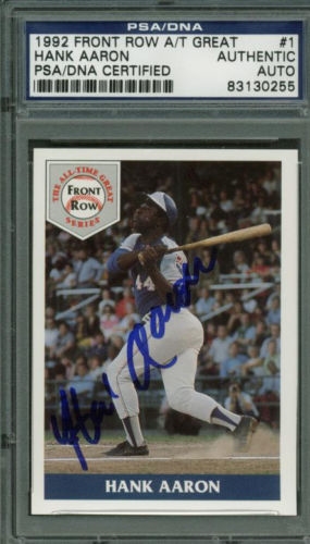 Hank Aaron Signed 1992 Front Row Baseball Card (PSA/DNA Encapsulated)