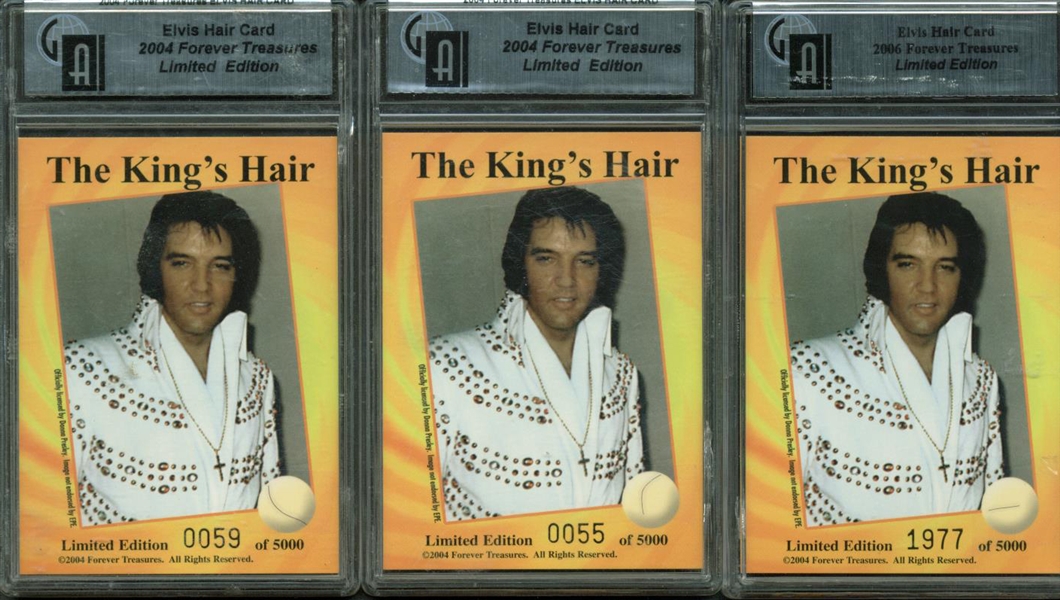 Lot of Three (3) 2004 Forever Treasures Elvis Hair Card 
