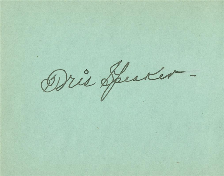 Tris Speaker Near-Mint Signed 3" x 5" Album Page (PSA/JSA Guaranteed)