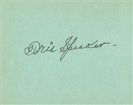 Tris Speaker Near-Mint Signed 3 x 5 Album Page (PSA/JSA Guaranteed)