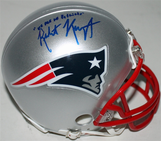 Robert Kraft Signed & Inscribed New England Patriots Mini Helmet (PSA/DNA)