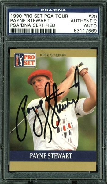 Payne Stewart Signed 1990 Pro Set Golf Card (PSA/DNA Encapsulated)