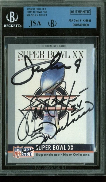 Bears: Walter Payton & Jim McMahon Dual-Signed 1990-91 Pro Set Super Bowl XX Card (JSA/Beckett Encapsulated)
