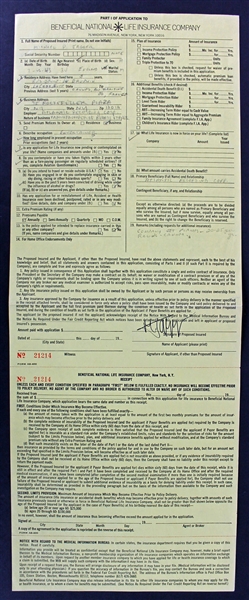 The Rolling Stones: Mick Jagger Signed Life Insurance Application (PSA/DNA)