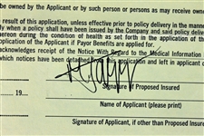 The Rolling Stones: Mick Jagger Signed Life Insurance Application (PSA/DNA)