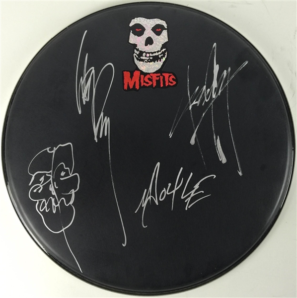 The Misfits Desirable Group Signed Drumhead with Sketch (Original Lineup)(PSA/JSA Guaranteed)
