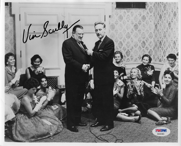 Vin Scully Rare Original Signed Vintage 8" x 10" Photo w/Walter OMalley (PSA/DNA)