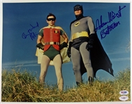Batman: Adam West & Burt Ward Signed 11x14 Color Photo with Character Names Inscribed! (PSA/DNA & JSA)