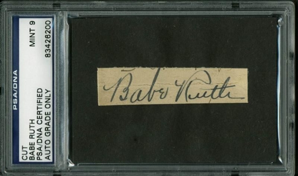 Babe Ruth Superb Autograph - PSA/DNA Encapsulated & Graded MINT 9!