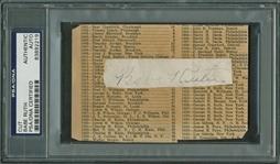 Babe Ruth Near-Mint Signed 3" x 5" Album Page (PSA/DNA Encapsulated)