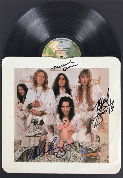 Alice Cooper Band Signed "Billion Dollar Babies" 12x12 Vinyl Sleeve (w/Vinyl)(PSA/JSA Guaranteed)