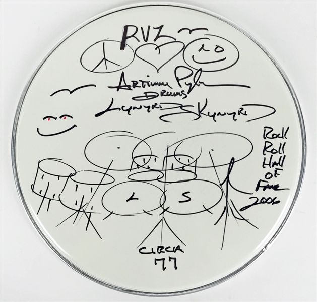 Lynyrd Skynyrd: Artimus Pyle Signed 12" Drumhead with Elaborate Sketch (PSA/DNA Guaranteed)