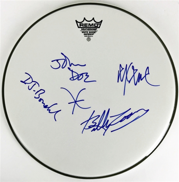 X Band Signed 13" Drumhead (4 Signatures)(PSA/JSA Guaranteed)