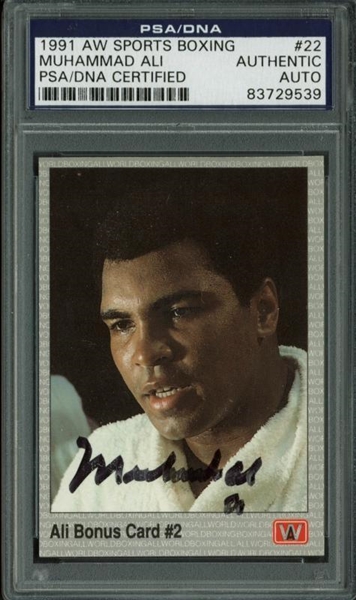 Muhammad Ali Signed 1991 AW Sports Boxing #22 Trading Card (PSA/DNA Encapsulated)