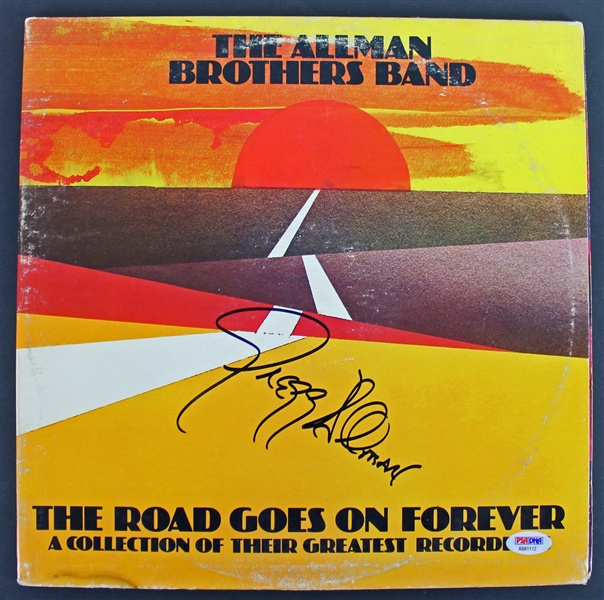 Gregg Allman Signed "The Road Goes On Forever" Record Album Cover (PSA/DNA)