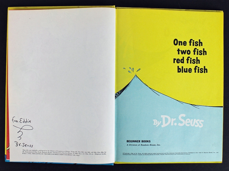 Dr. Seuss Rare Signed "One Fish, Two Fish" Hardcover Book (PSA/DNA)
