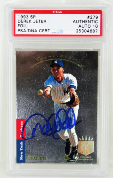 Derek Jeter Signed 1993 Upper Deck SP Rookie Card - PSA/DNA Graded GEM MINT 10!