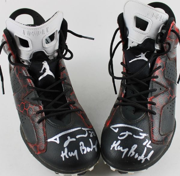 Tyrann Mathieu Practice Used & Signed Air Jordan Cleats (PSA/DNA)