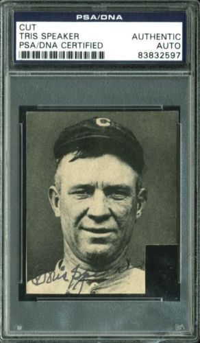 Tris Speaker Signed Newspaper Photo Cut-Out (PSA/DNA Encapsulated)