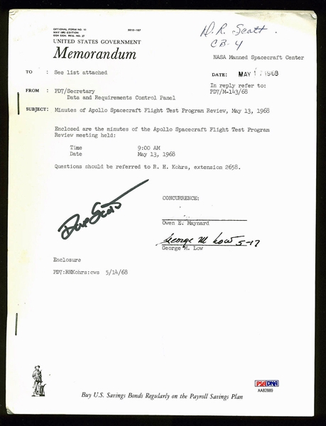 Dave Scott Signed 1968 Apollo Spacecraft Review (PSA/DNA)