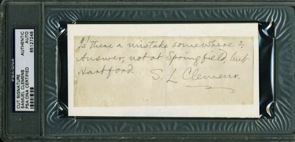 Samuel L. Clemens (Mark Twain) Handwritten & Signed Note (PSA/DNA Encapsulated)