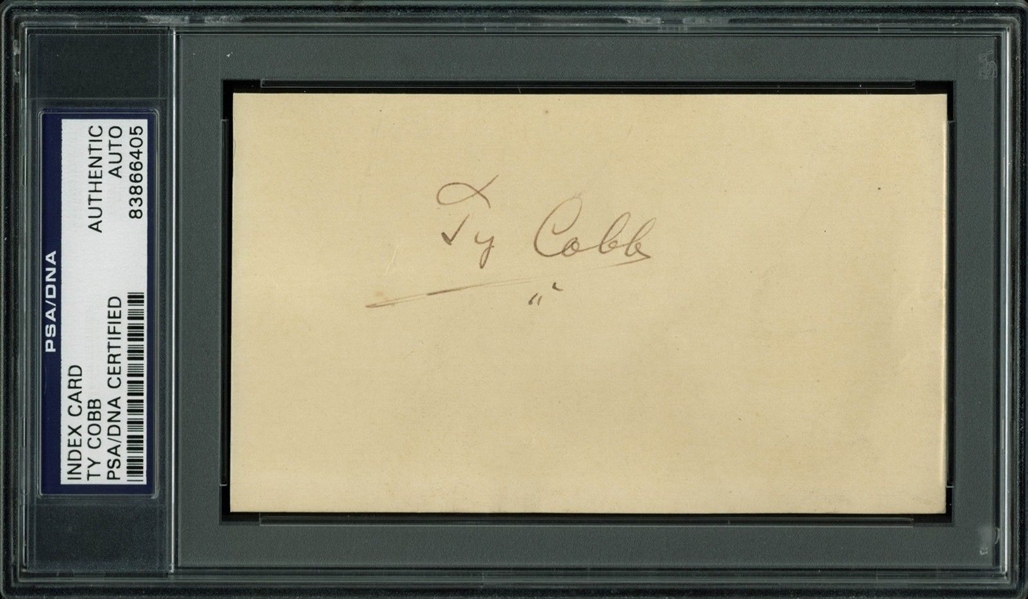 Ty Cobb Boldly Signed 3" x 5" Index Card (PSA/DNA)