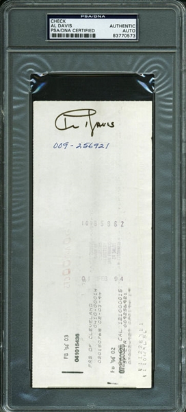 Al Davis Signed L.A. Raiders Pro Football Hall of Fame Check (1992)(PSA/DNA Encapsulated)