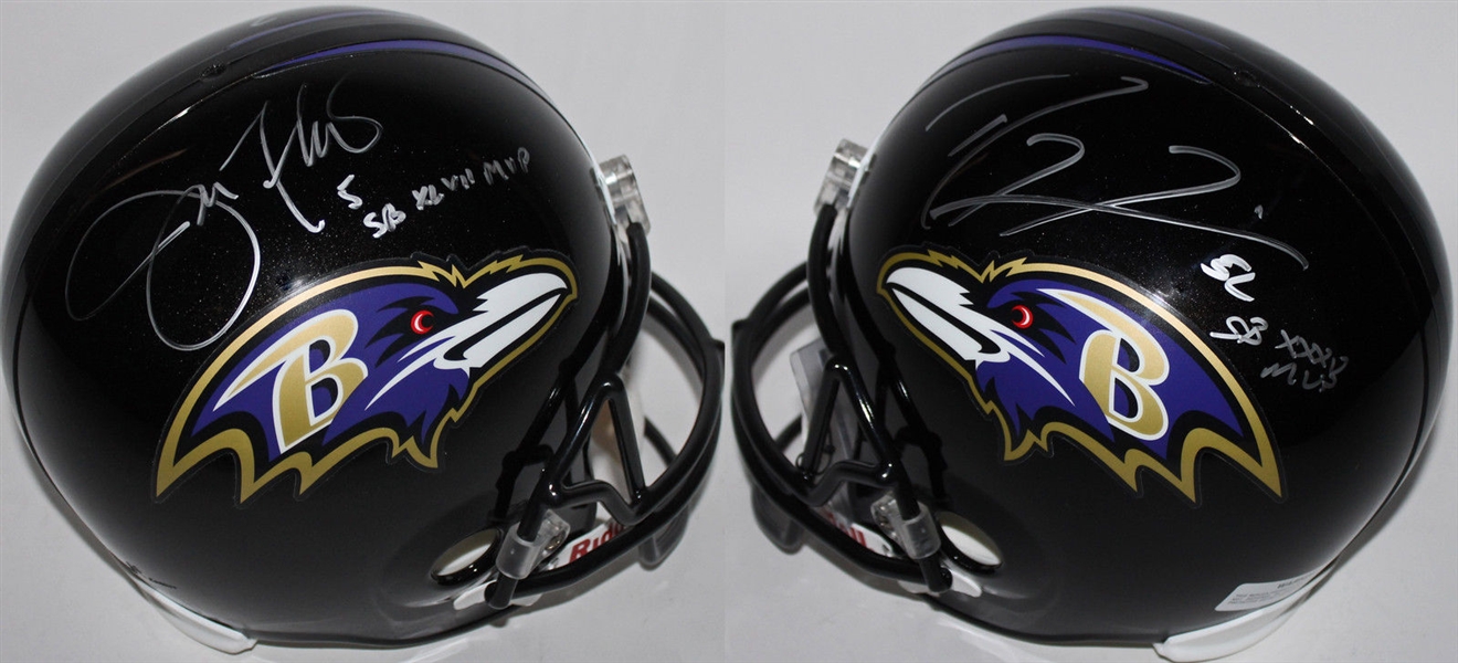 Ray Lewis & Joe Flacco Signed Full-Sized Helmet (PSA/DNA)