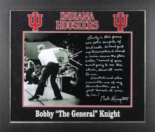 Bob Knight Signed & Inscribed "Chair Throwing" 16" x 20" Photo in Custom Framed Display (Steiner Sports)