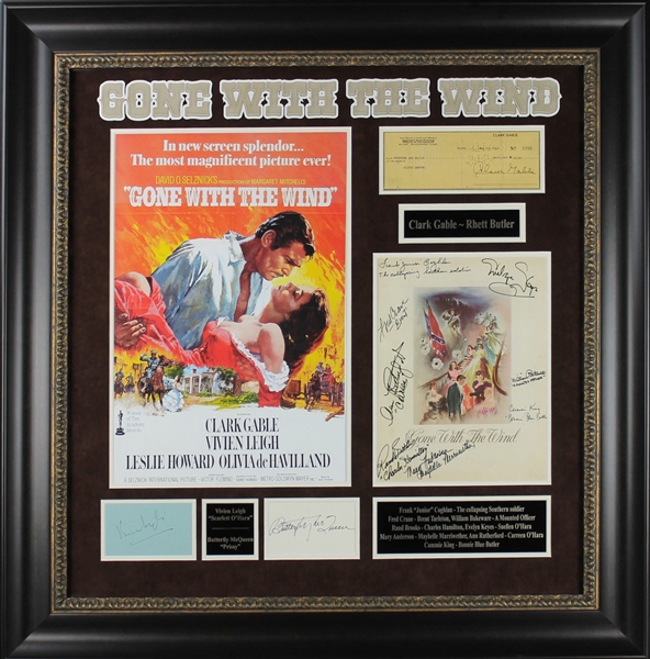 "Gone With The Wind" Cast Signed Custom Framed Display w/ Vivien Leigh, Clark Gable and 9 Others (PSA/DNA)