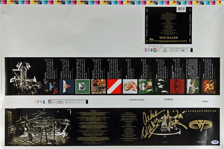 RARE Van Halen Group Signed CD Proof Print (PSA/DNA)