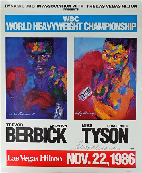 Mike Tyson & LeRoy Neiman Signed Original 1986 Tyson vs. Berbick Fight Poster (PSA/DNA)