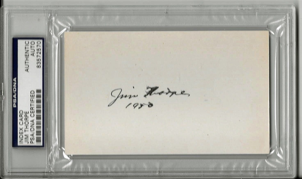 Jim Thorpe Signed 3" x 5" Album Page (PSA/DNA Encapsulated)