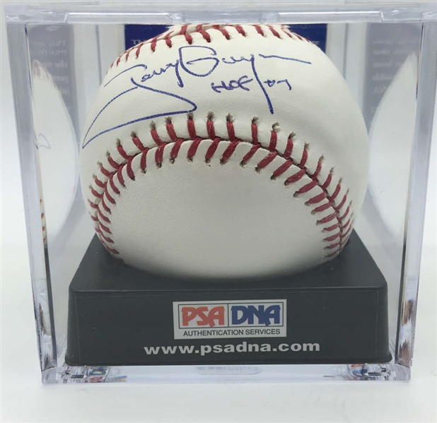 Tony Gwynn Signed OML Baseball w/ "HOF 07" PSA/DNA Graded MINT 9!