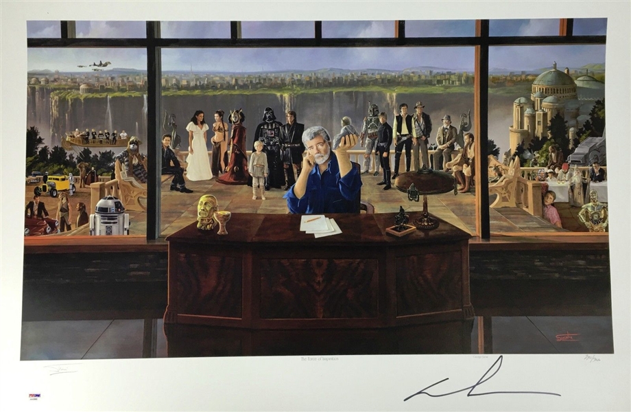 Star Wars George Lucas Signed 24" x 32" Artist Print (PSA/DNA)