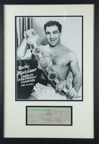 Rocky Marciano Rare Hand Written & Signed Bank Check (PSA/DNA)