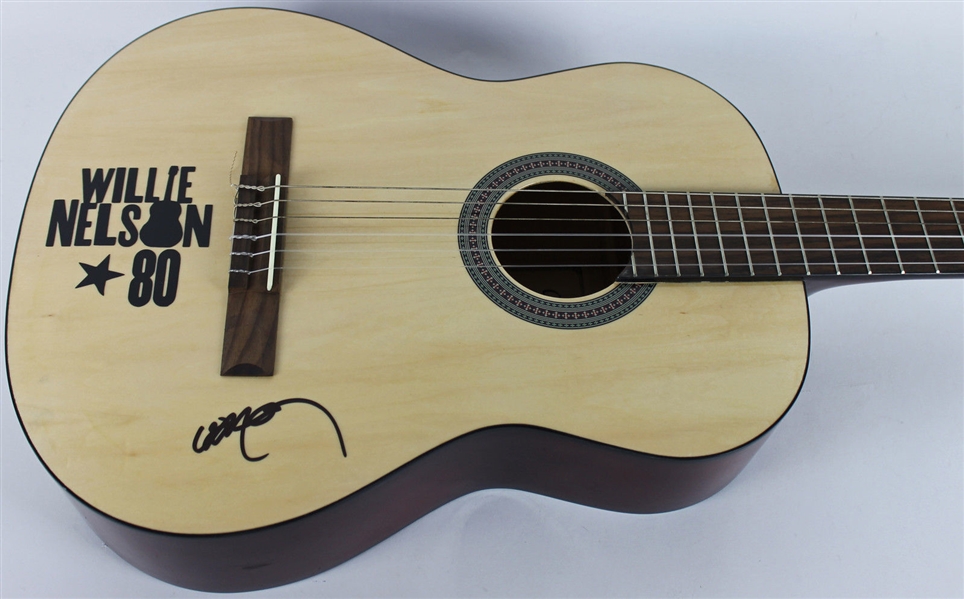 Willie Nelson Signed Acoustic Guitar w/ Unique Decal (PSA/DNA)