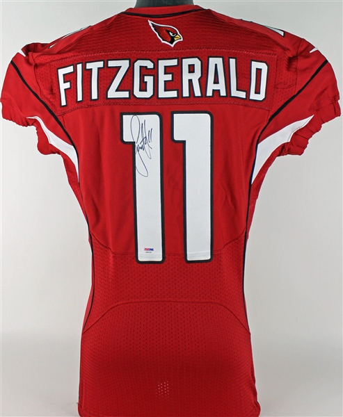 Larry Fitzgerald Game Issued & Signed 2015 Cardinals On Field Jersey (PSA/DNA)