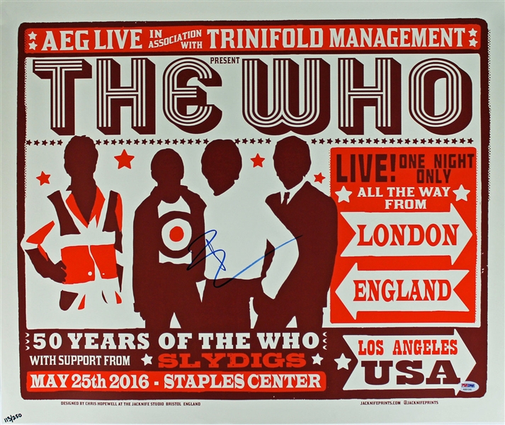 The Who: Pete Townshend Signed 2016 Concert Poster (PSA/DNA)