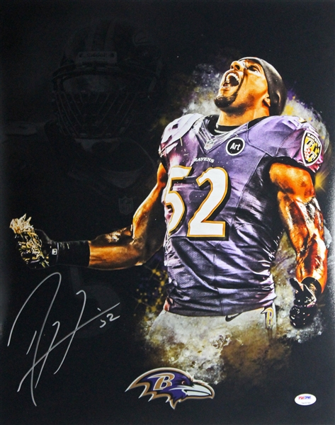 Super Bowl XLVII: Ray Lewis Superb Signed 16" x 20" Color Photo (PSA/DNA)