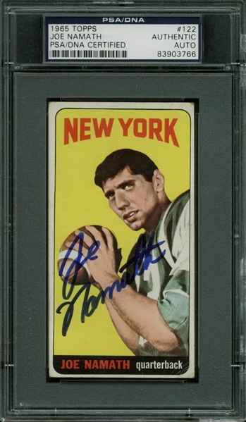 Joe Namath Ultra Rare Signed 1965 Topps Rookie Card (PSA/DNA Encapsulated)