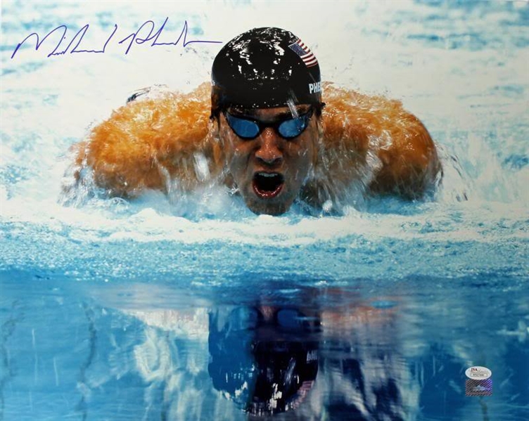 Michael Phelps Signed 16" x 20" Color Photo (JSA)